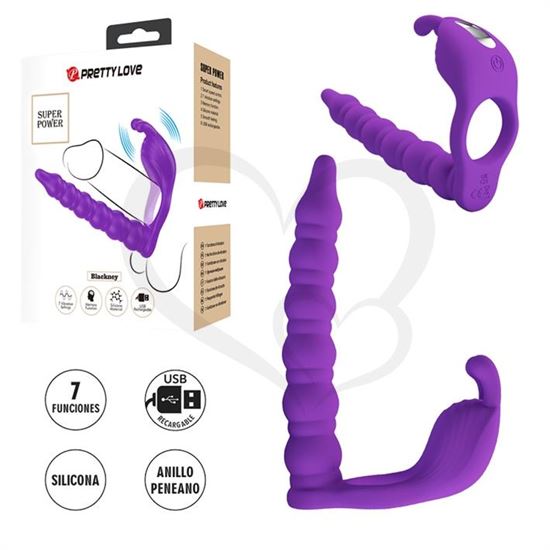 Anillo doble penetracion con vibracion y carga USB